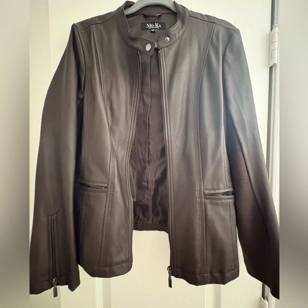 Mo-Ka Women's Dark Brown faux Leather Jacket